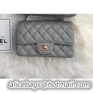 Top Design Chanel mini flap bag Grained Calfskin A1116 Gray Gold