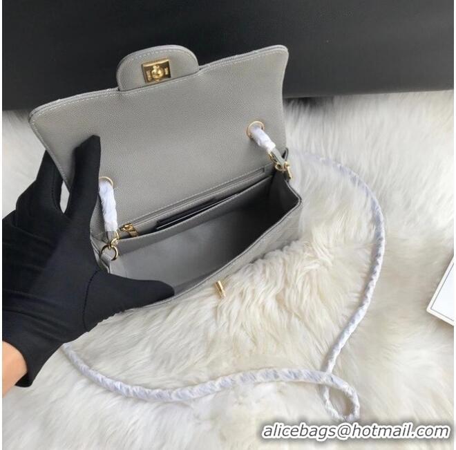 Top Design Chanel mini flap bag Grained Calfskin A1116 Gray Gold