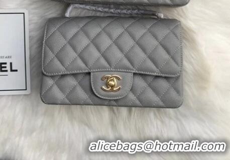 Top Design Chanel mini flap bag Grained Calfskin A1116 Gray Gold