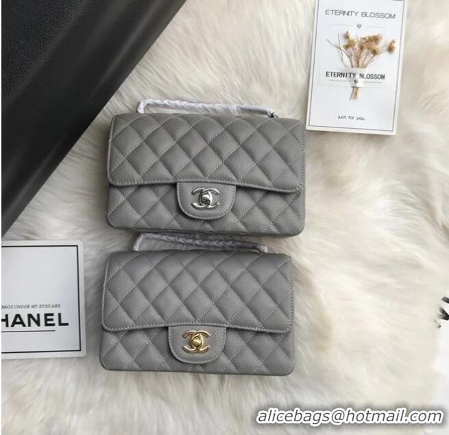 Top Design Chanel mini flap bag Grained Calfskin A1116 Gray Gold