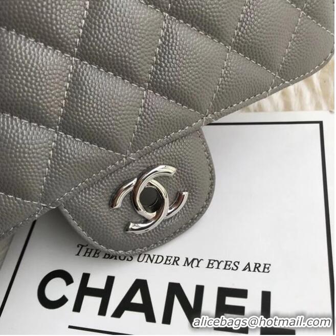 Pretty Style Chanel mini flap bag Grained Calfskin A1116 Gray Silver