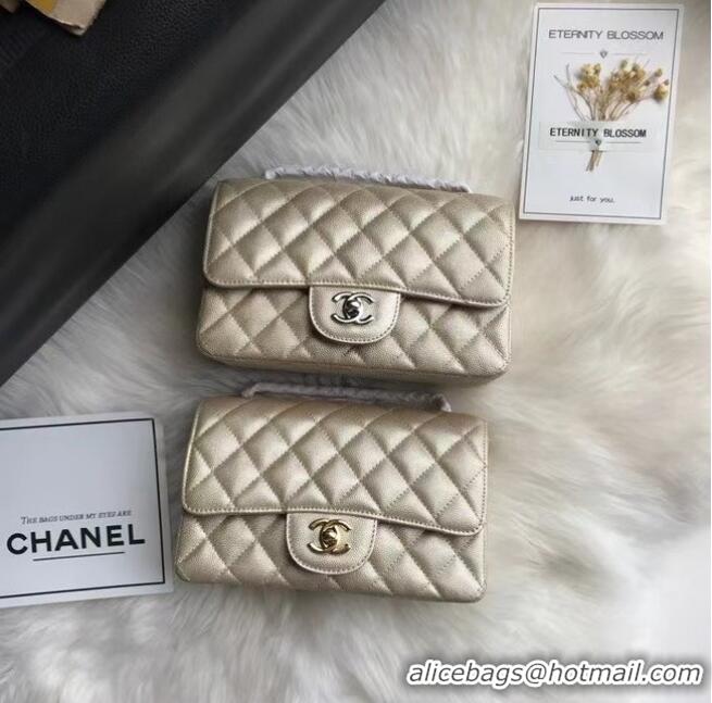 Best Price Chanel mini flap bag Grained Calfskin A1116 Gold