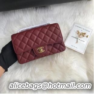 Buy Discount Chanel mini flap bag Grained Calfskin A1116 Burgundy Gold