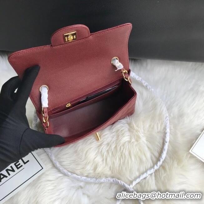 Buy Discount Chanel mini flap bag Grained Calfskin A1116 Burgundy Gold