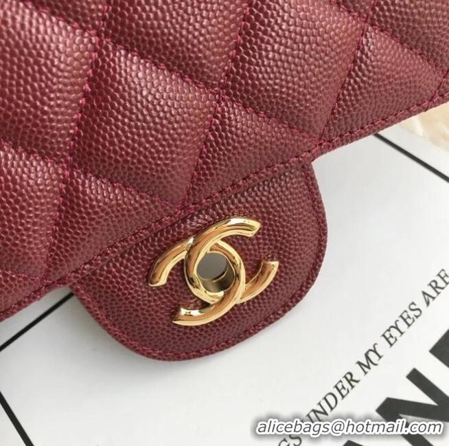 Buy Discount Chanel mini flap bag Grained Calfskin A1116 Burgundy Gold