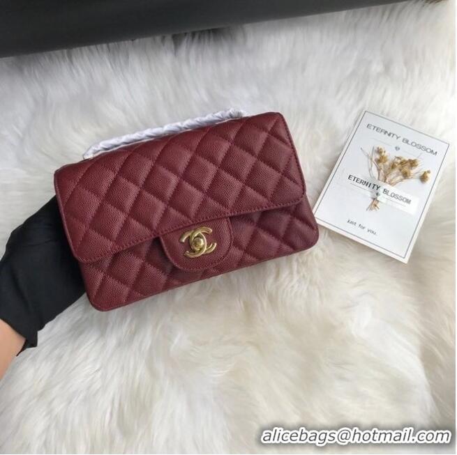 Buy Discount Chanel mini flap bag Grained Calfskin A1116 Burgundy Gold