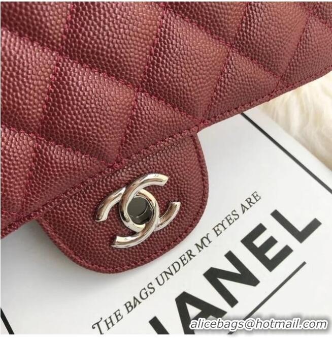 Promotional Chanel mini flap bag Grained Calfskin A1116 Burgundy Silver