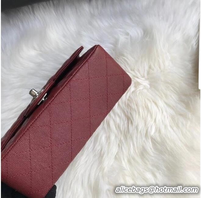 Promotional Chanel mini flap bag Grained Calfskin A1116 Burgundy Silver