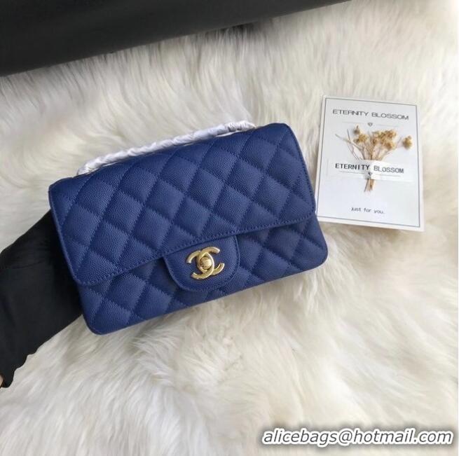 Famous Brand Chanel mini flap bag Grained Calfskin A1116 dark blue Gold