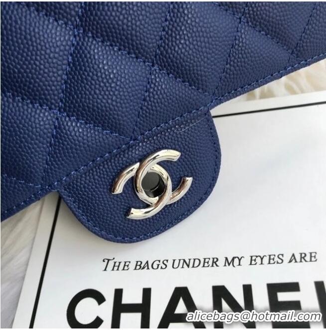 Reasonable Price Chanel mini flap bag Grained Calfskin A1116 dark blue Silver