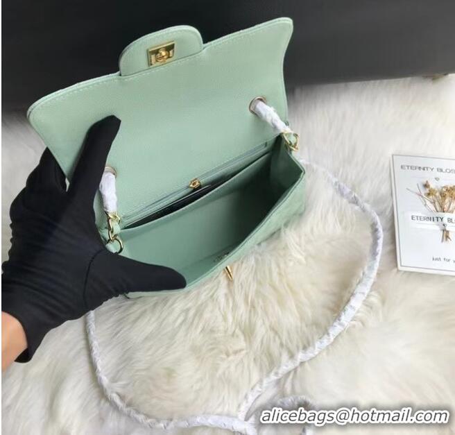 Market Sells Chanel mini flap bag Grained Calfskin A1116 light green Gold