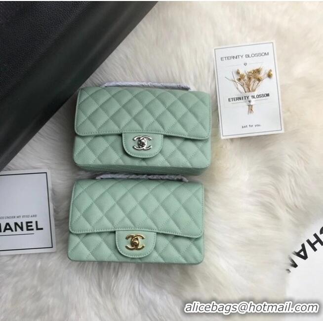 Market Sells Chanel mini flap bag Grained Calfskin A1116 light green Gold