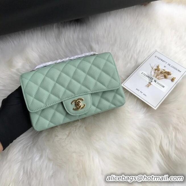 Market Sells Chanel mini flap bag Grained Calfskin A1116 light green Gold