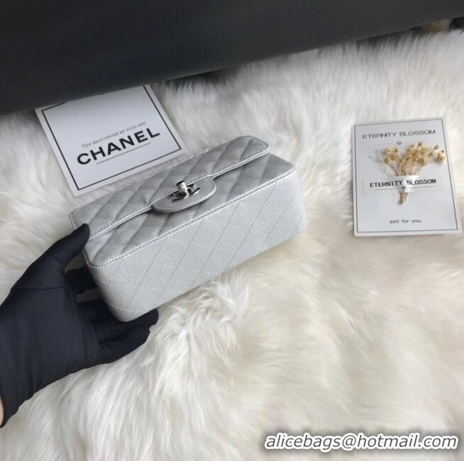 Particularly Recommended Chanel mini flap bag Grained Calfskin A1116 silver