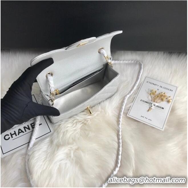 Particularly Recommended Chanel mini flap bag Grained Calfskin A1116 silver