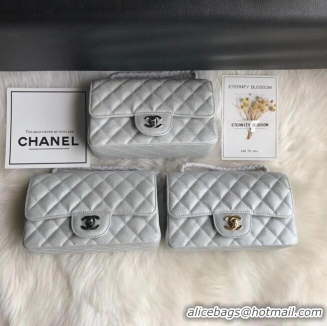 Particularly Recommended Chanel mini flap bag Grained Calfskin A1116 silver