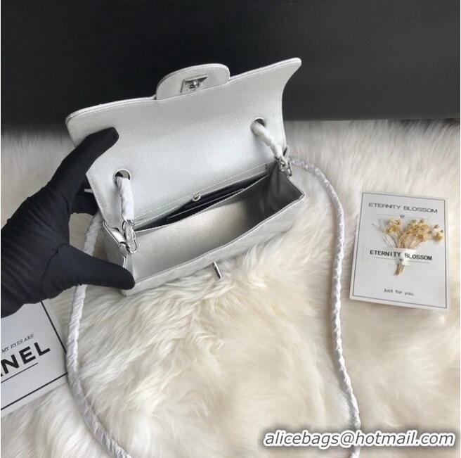 Particularly Recommended Chanel mini flap bag Grained Calfskin A1116 silver