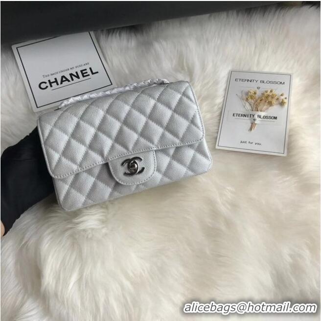 Particularly Recommended Chanel mini flap bag Grained Calfskin A1116 silver