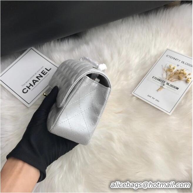 Particularly Recommended Chanel mini flap bag Grained Calfskin A1116 silver