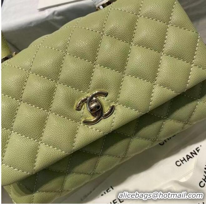 Super Quality Chanel coco mini flap bag with top handle A92995 Avocado Green