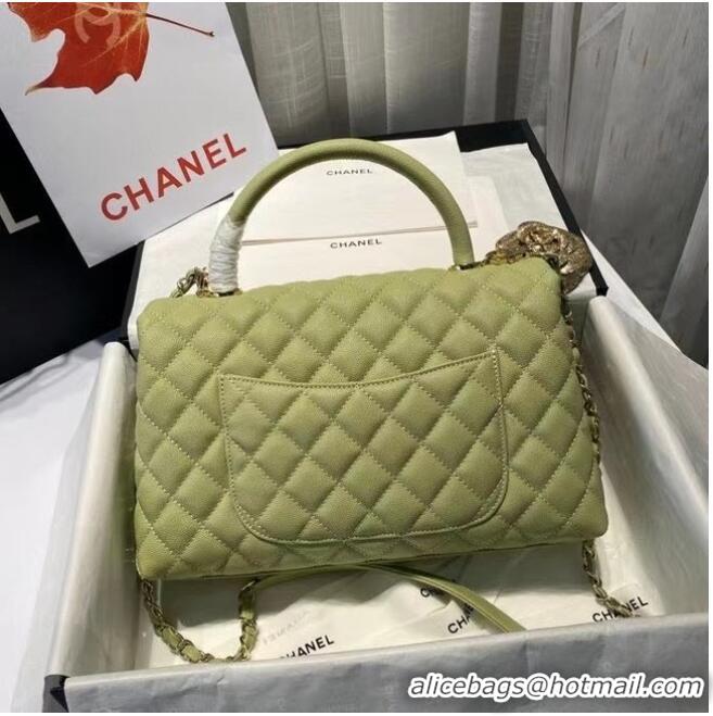 Good Product Chanel coco flap bag with top handle A92991 Avocado Green