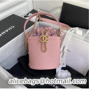 Buy Inexpensive Chanel drawstring bag Lambskin & Gold Metal AS6695 pink