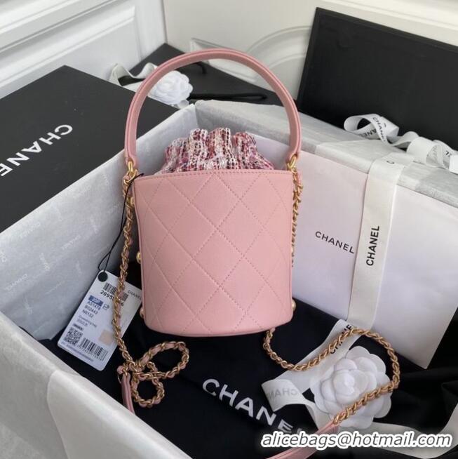 Buy Inexpensive Chanel drawstring bag Lambskin & Gold Metal AS6695 pink