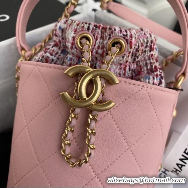 Buy Inexpensive Chanel drawstring bag Lambskin & Gold Metal AS6695 pink