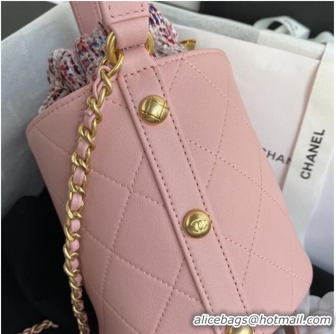 Buy Inexpensive Chanel drawstring bag Lambskin & Gold Metal AS6695 pink