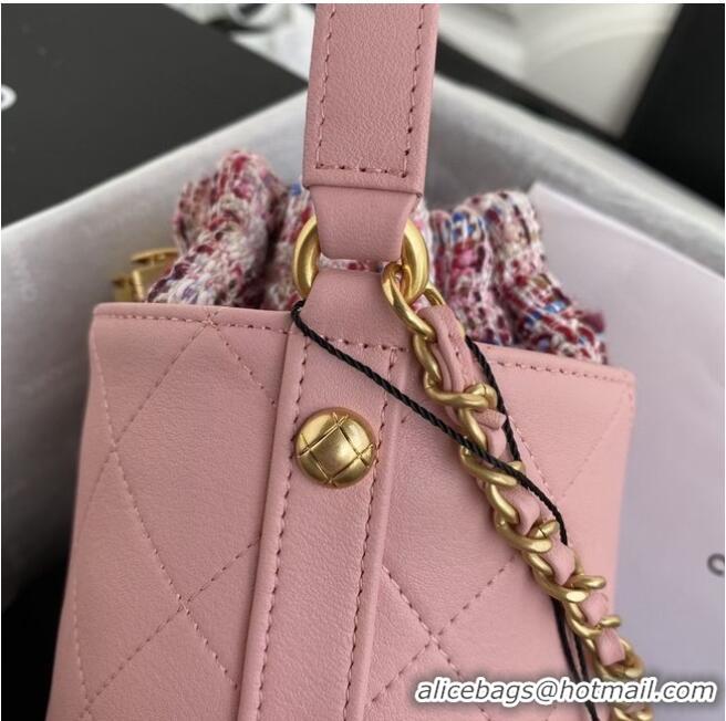 Buy Inexpensive Chanel drawstring bag Lambskin & Gold Metal AS6695 pink