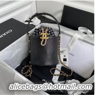 Good Product Chanel drawstring bag Lambskin & Gold Metal AS6695 black