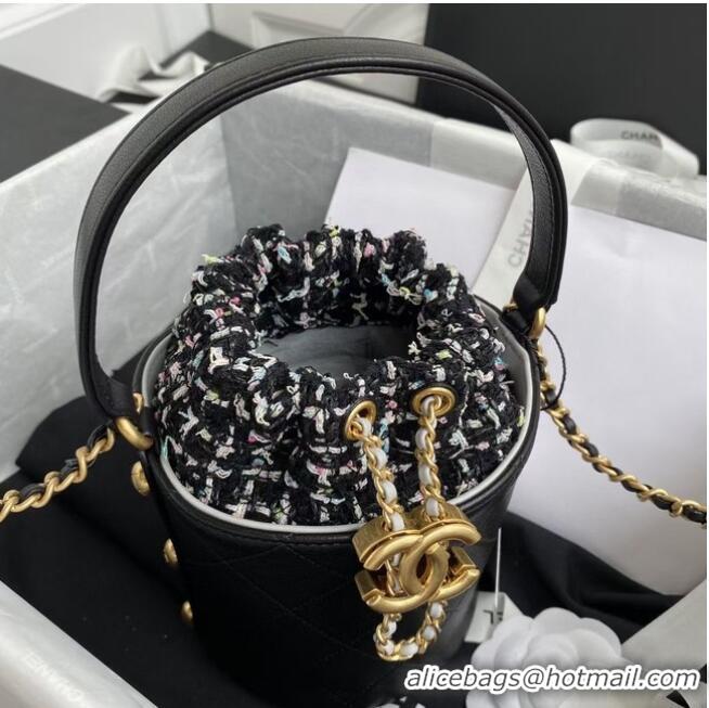 Good Product Chanel drawstring bag Lambskin & Gold Metal AS6695 black