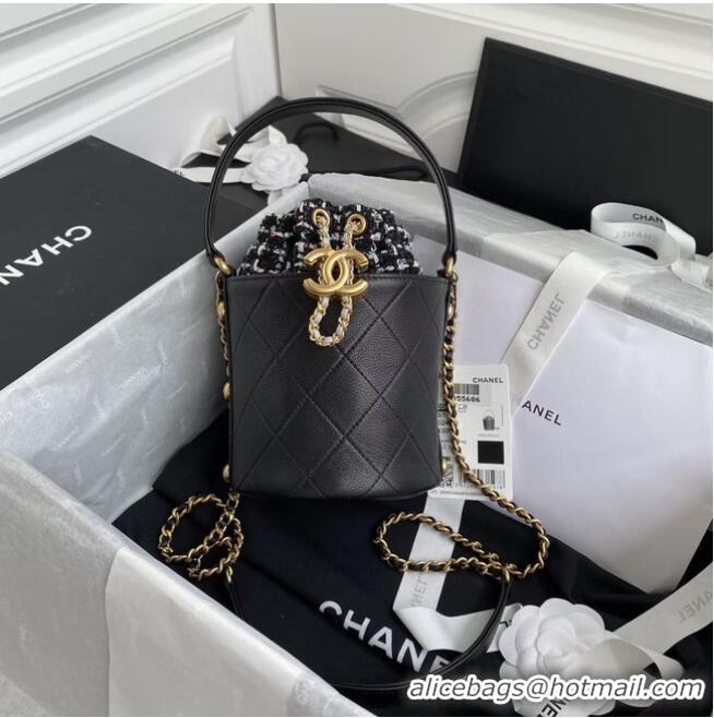 Good Product Chanel drawstring bag Lambskin & Gold Metal AS6695 black