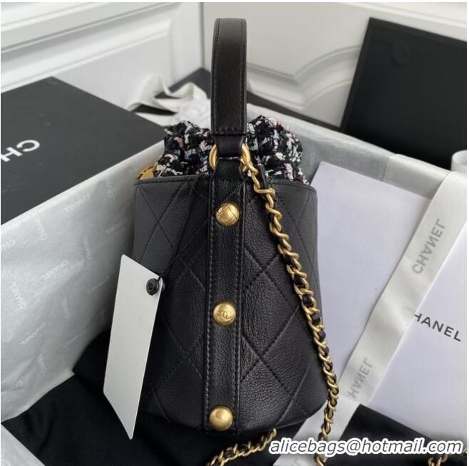 Good Product Chanel drawstring bag Lambskin & Gold Metal AS6695 black