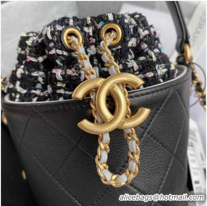 Good Product Chanel drawstring bag Lambskin & Gold Metal AS6695 black