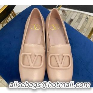 Cute Valentino Garavani VLogo Calfskin Flat Loafers 092258 Pink 