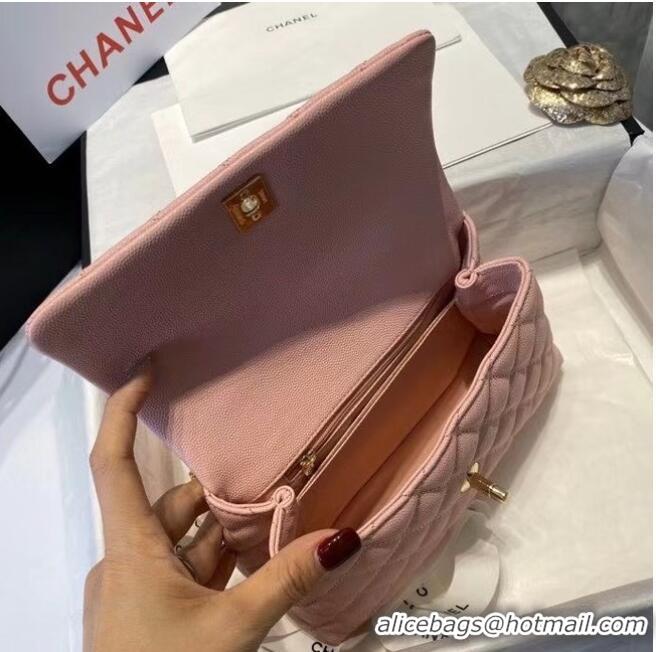 Buy Fashionable Chanel flap bag with top handle A92990 pink