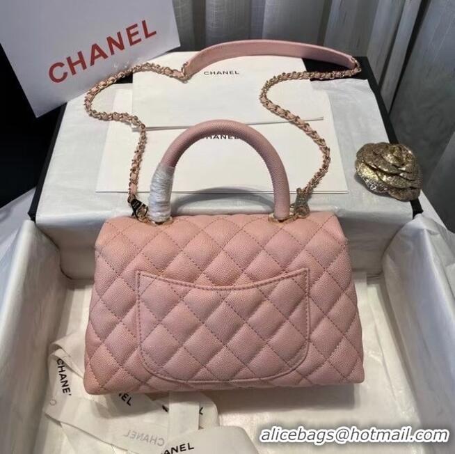 Buy Fashionable Chanel flap bag with top handle A92990 pink