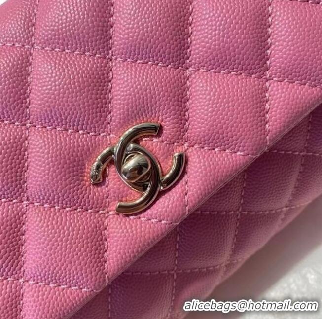 Unique Style Chanel flap bag with top handle A92990 rose