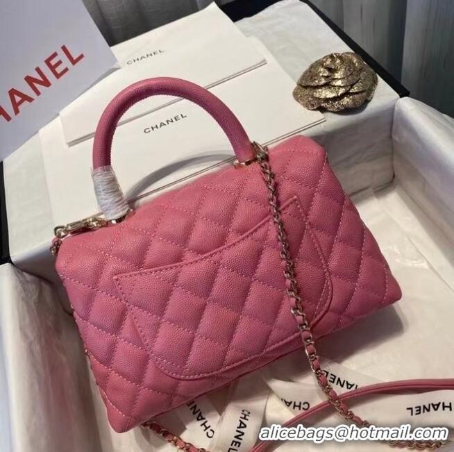 Unique Style Chanel flap bag with top handle A92990 rose