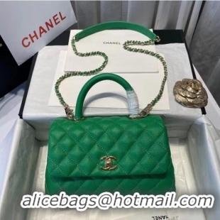 Popular Style Chanel flap bag with top handle A92990 green