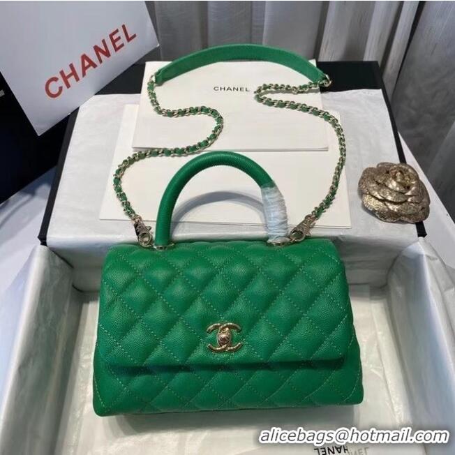 Popular Style Chanel flap bag with top handle A92990 green