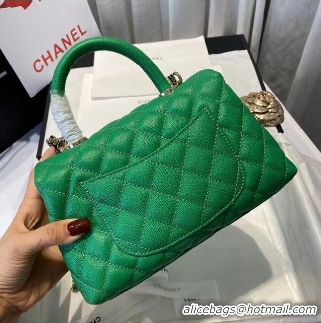 Popular Style Chanel flap bag with top handle A92990 green