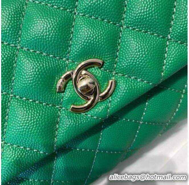 Popular Style Chanel flap bag with top handle A92990 green