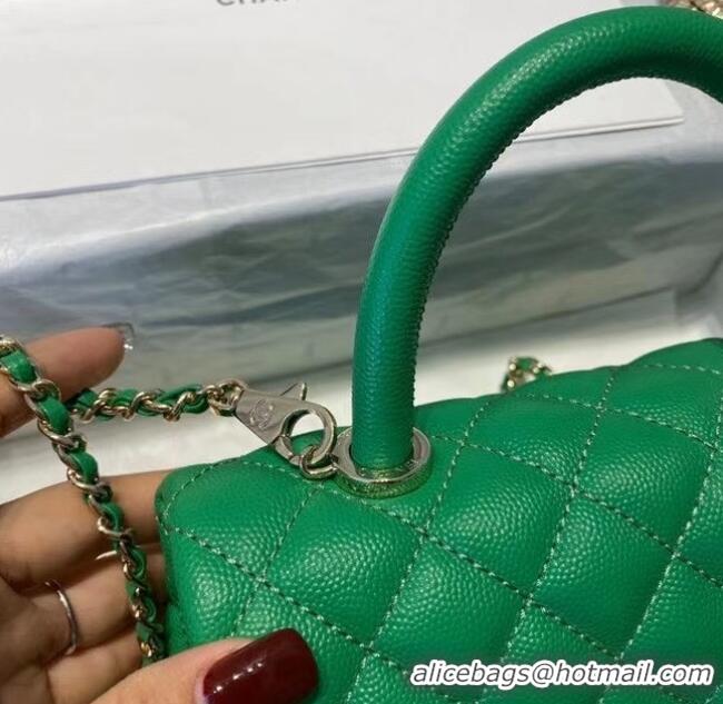 Popular Style Chanel flap bag with top handle A92990 green