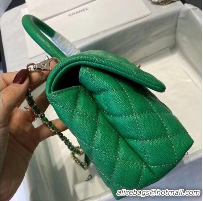 Popular Style Chanel flap bag with top handle A92990 green