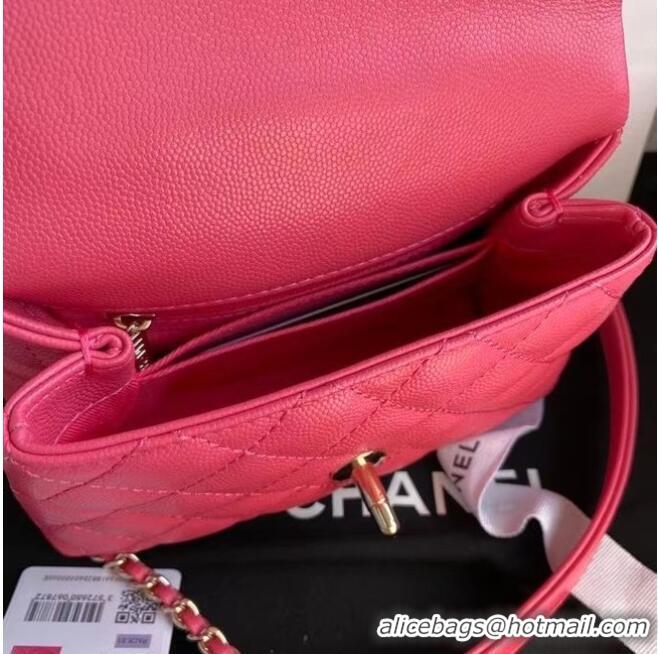 Buy Discount Chanel coco mini flap bag with top handle AS2215 rose