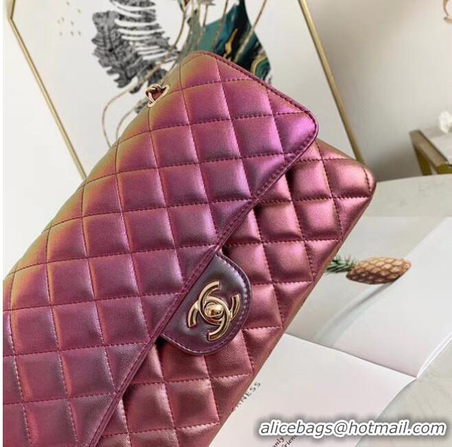 Original Cheap Chanel classic handbag Iridescent Calfskin & gold Metal A01112 purple