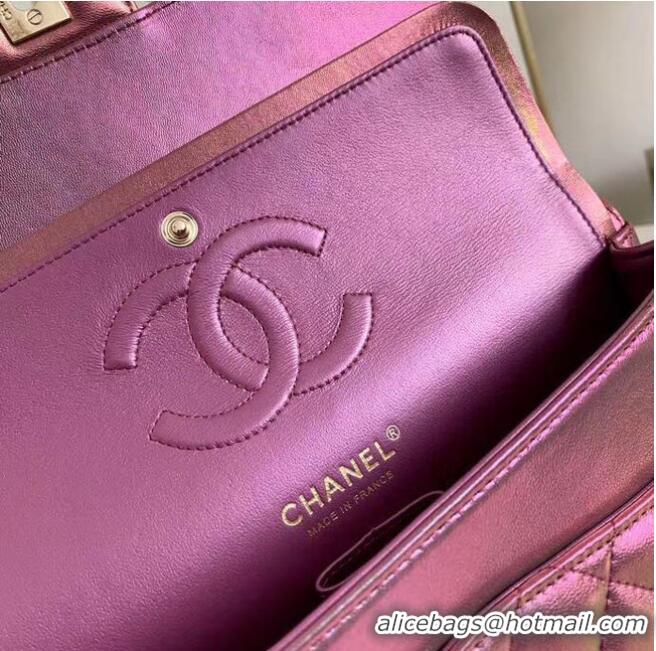 Original Cheap Chanel classic handbag Iridescent Calfskin & gold Metal A01112 purple