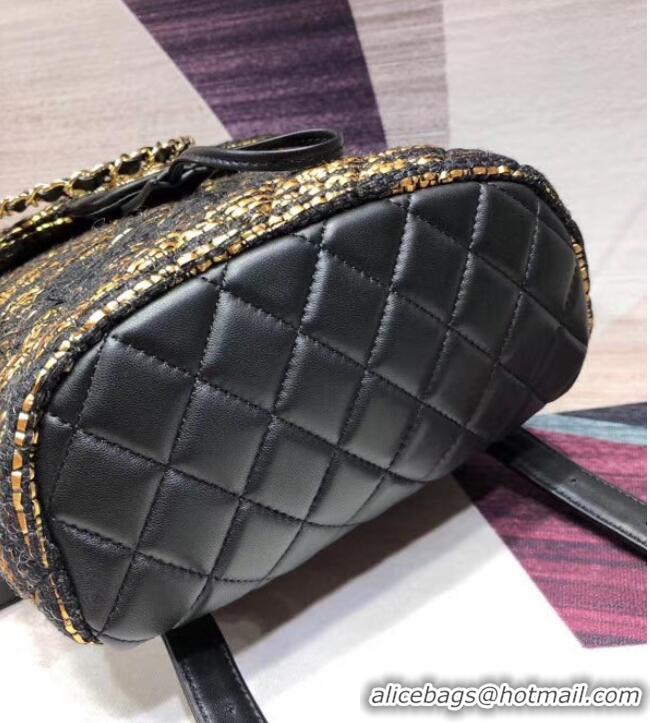 Discount CHANEL Tweed small Backpack & gold-Tone Metal 69964 black